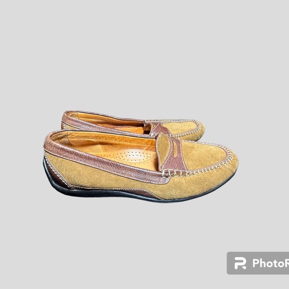 Martin Dingman size 9 suede/leather countrywear slipon driving loafers - Picture 1 of 13